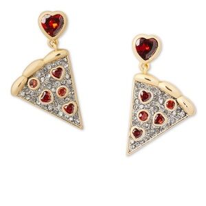 Gold-Tone Stone & Pavé Pizza Drop Earrings